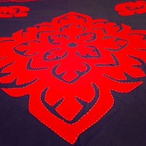 Appliqué and Kantha stitch bedsheet w/ pillowcases